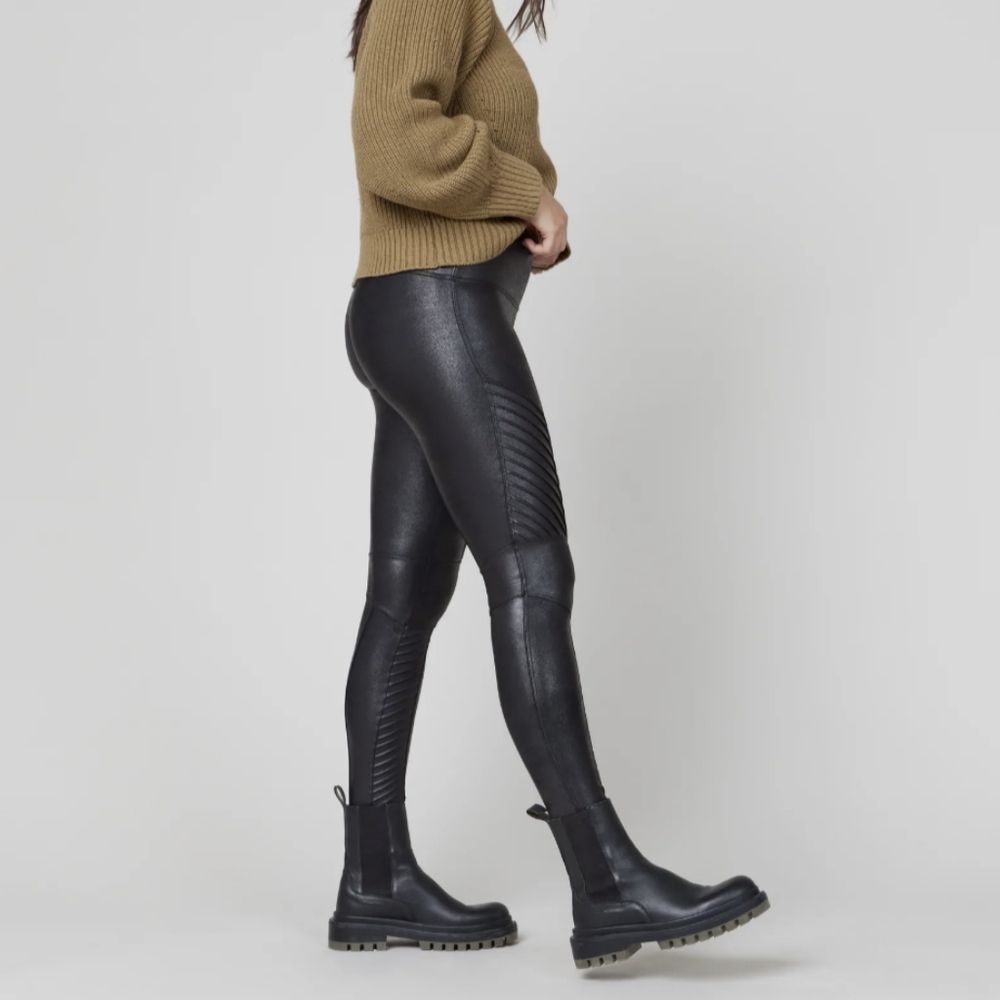Spanx Faux Leather Moto Leggings Size M